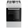 Aragaz Beko FSE52120DWO, 4 arzatoare plita, aprindere electrica, cuptor electric asistat de ventilator, 6 functii, grill electric