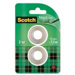 Banda adeziva transparent mata, invizibila la copiere, 19mm x 7.5m, 2 buc/blister, 3M - SCOTCH Magic