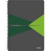 Caiet de birou LEITZ Office, PP, FSC, reciclabil, A4, 90 coli, cu spira, dictando, verde