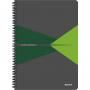 Caiet de birou LEITZ Office, PP, FSC, reciclabil, A4, 90 coli, cu spira, dictando, verde