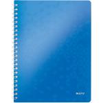 Caiet de birou LEITZ WOW, PP, FSC, reciclabil, A4, 80 coli, cu spira, dictando, albastru