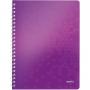 Caiet de birou LEITZ WOW, PP, FSC, reciclabil, A4, 80 coli, cu spira, dictando, mov