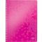 Caiet de birou LEITZ WOW, PP, FSC, reciclabil, A4, 80 coli, cu spira, dictando, roz