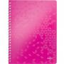 Caiet de birou LEITZ WOW, PP, FSC, reciclabil, A4, 80 coli, cu spira, dictando, roz