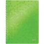 Caiet de birou LEITZ WOW, PP, FSC, reciclabil, A4, 80 coli, cu spira, dictando, verde