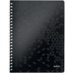 Caiet de birou LEITZ WOW, PP, FSC, reciclabil, A4, 80 coli, cu spira, matematica, negru