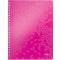 Caiet de birou LEITZ WOW, PP, FSC, reciclabil, A4, 80 coli, cu spira, matematica, roz