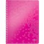 Caiet de birou LEITZ WOW, PP, FSC, reciclabil, A4, 80 coli, cu spira, matematica, roz