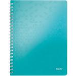 Caiet de birou LEITZ WOW, PP, FSC, reciclabil, A4, 80 coli, cu spira, matematica, turcoaz