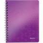Caiet de birou LEITZ WOW, PP, FSC, reciclabil, A5, 80 coli, cu spira, dictando, mov