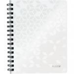 Caiet de birou LEITZ WOW, PP, FSC, reciclabil, A5, 80 coli, cu spira, matematica, alb