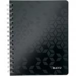 Caiet de birou LEITZ WOW, PP, FSC, reciclabil, A5, 80 coli, cu spira, matematica, negru