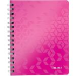 Caiet de birou LEITZ WOW, PP, FSC, reciclabil, A5, 80 coli, cu spira, matematica, roz