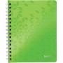 Caiet de birou LEITZ WOW, PP, FSC, reciclabil, A5, 80 coli, cu spira, matematica, verde