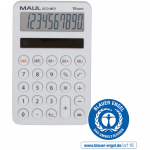 Calculator de buzunar Maul ECO MD1, 10 digits, realizat din plastic reciclat, incarcare solara- alb