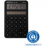 Calculator de buzunar Maul ECO MD1, 10 digits, realizat din plastic reciclat, incarcare solara-negru