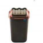 Cos plastic cu capac batant, pentru reciclare selectiva, capacitate 15l, PLAFOR Fala - negru auriu
