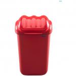 Cos plastic cu capac batant, pentru reciclare selectiva, capacitate 15l, PLAFOR Fala - rosu