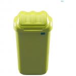 Cos plastic cu capac batant, pentru reciclare selectiva, capacitate 30l, PLAFOR Fala - verde