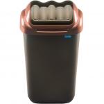 Cos plastic cu capac batant, pentru reciclare selectiva, capacitate 50l, PLAFOR Fala - negru auriu