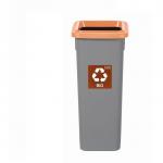 Cos plastic reciclare selectiva, capacitate 20l, PLAFOR Fit - gri cu capac maro - bio