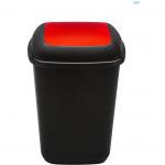 Cos plastic reciclare selectiva, capacitate 28l, PLAFOR Quatro - negru cu capac rosu - metal