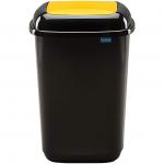 Cos plastic reciclare selectiva, capacitate 45l, PLAFOR Quatro - negru cu capac galben - plastic