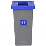 Cos plastic reciclare selectiva, capacitate 53l, PLAFOR Fit - gri cu capac albastru - hartie