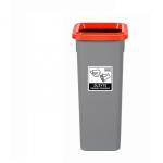 Cos plastic reciclare selectiva, capacitate 75l, PLAFOR Fit - gri cu capac rosu - metal