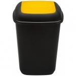 Cos plastic reciclare selectiva, capacitate 90l, PLAFOR Quatro - negru cu capac galben - plastic