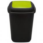 Cos plastic reciclare selectiva, capacitate 90l, PLAFOR Quatro - negru cu capac verde - sticla