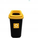 Cos plastic reciclare selectiva, capacitate 90l, PLAFOR Sort - negru cu capac galben - plastic