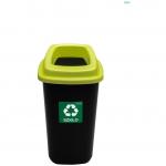 Cos plastic reciclare selectiva, capacitate 90l, PLAFOR Sort - negru cu capac verde - sticla