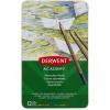 Creioane acuarela DERWENT Academy, cutie metalica, 12buc/set, diverse culori