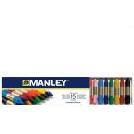Creioane cerate, cutie carton, 15 culori/cutie - Manley
