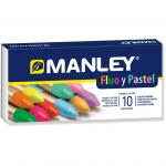 Creioane cerate, cutie carton, fluorescente/pastel, 10 culori/cutie - Manley Fluo and Pastel