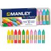 Creioane cerate, cutie carton, metalice, 10 culori/cutie - Manley Fluo and Pastel