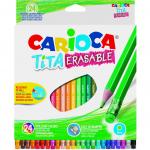 Creioane colorate CARIOCA Tita Erasable, hexagonale, flexibile, erasable, 24 culori/cutie, cu guma