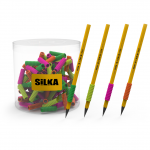 Display silicon grip pt creion, pt scriere de mana la copii, 72buc/display, SILKA Spiral Neon-ergono
