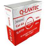 Kabel S/FTP kat.6A, sieciowy, skrętka, LSOH, Dca 4x2x23 AWG, 10Gb/s, szary, 100m (KIS6ALSOH100DQ)