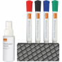 Kit pentru tabla NOBO, 4 markere diverse culori, burete magnetic, spray curatare 50 ml