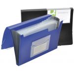 Mapa cu burduf A4, 13 compartimente, separatoare color, inchidere cu elastic, Q-Connect - negru