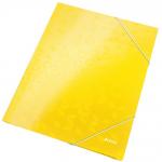 Mapa cu elastic LEITZ WOW, carton laminat, FSC, A4, 250 coli, galben