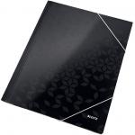 Mapa cu elastic LEITZ WOW, carton laminat, FSC, A4, 250 coli, negru
