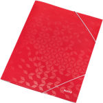 Mapa cu elastic LEITZ WOW, carton laminat, FSC, A4, 250 coli, rosu