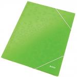 Mapa cu elastic LEITZ WOW, carton laminat, FSC, A4, 250 coli, verde