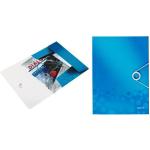 Mapa cu elastic LEITZ Wow, plastic PP - albastru metalizat