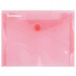 Mapa PP protectie documente A6 landscape, inchidere cu capsa, 10/set, DONAU - rosu transparent