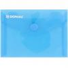 Mapa PP protectie documente A7 landscape, inchidere cu capsa, 10/set, DONAU - albastru transparent