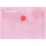 Mapa PP protectie documente A7 landscape, inchidere cu capsa, 10/set, DONAU - rosu transparent